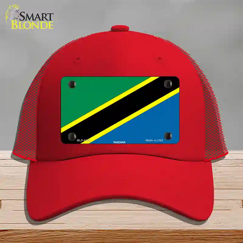 Tanzania Flag Novelty License Plate Hat Mesh / Red