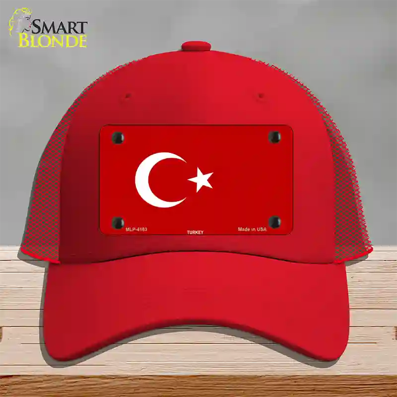 Turkey Flag Novelty License Plate Hat Mesh / Red