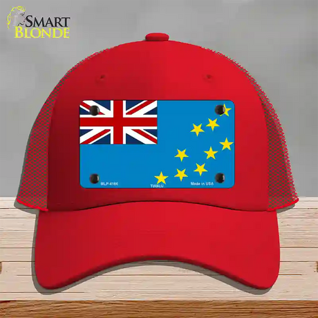 Tuvalu Flag Novelty License Plate Hat Mesh / Red