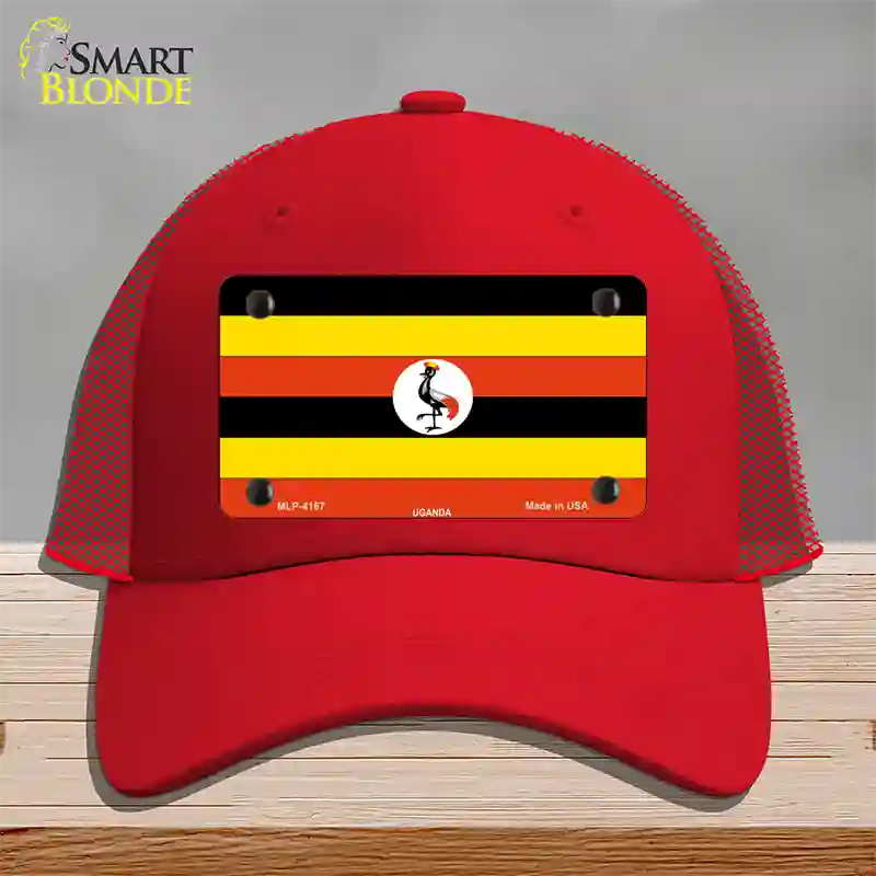 Uganda Flag Novelty License Plate Hat Mesh / Red