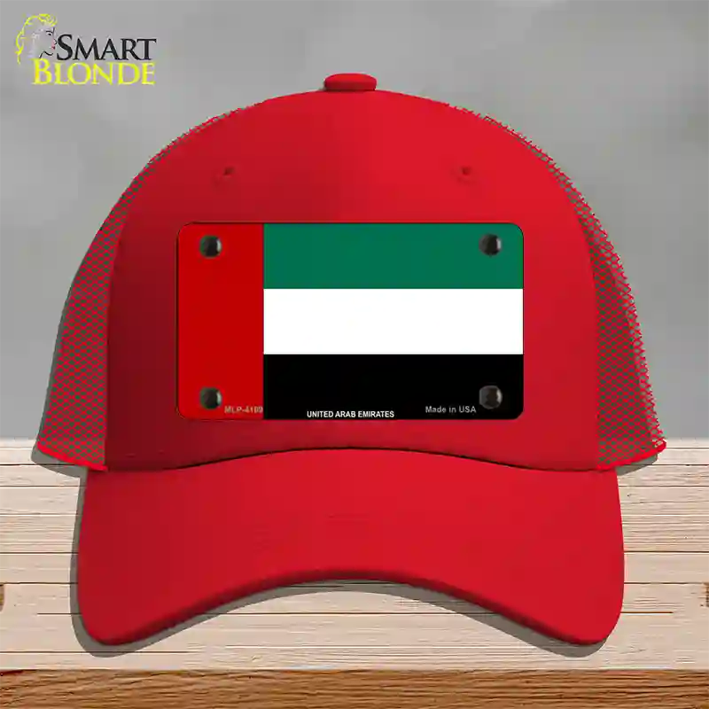 United Arab Emirates Flag Novelty License Plate Hat Mesh / Red