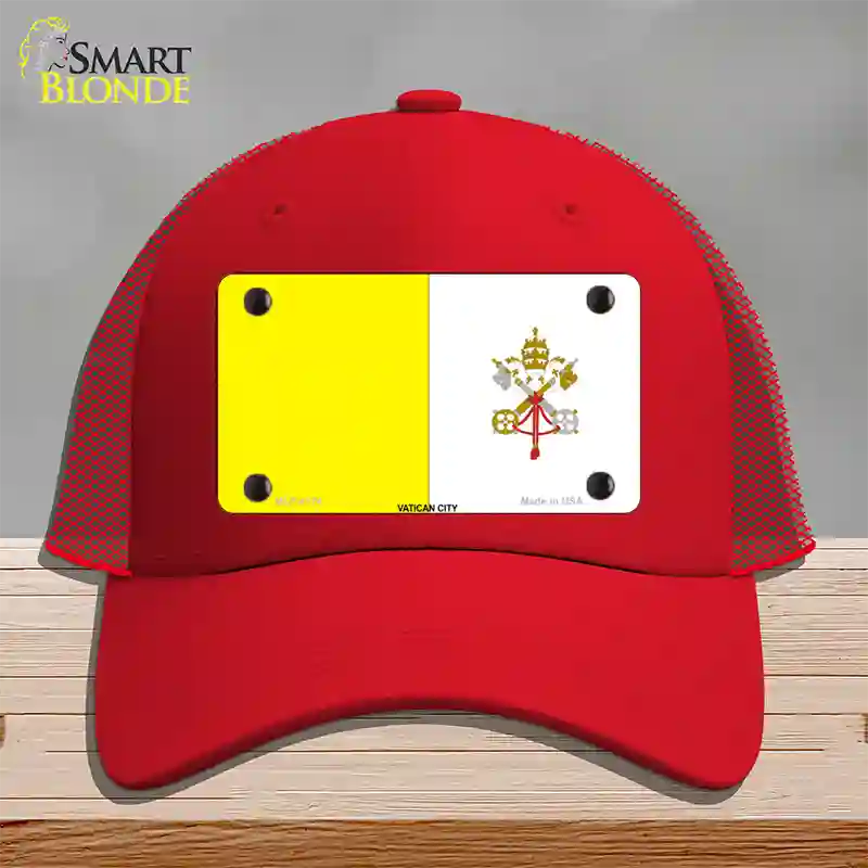 Vatican City Flag Novelty License Plate Hat Mesh / Red