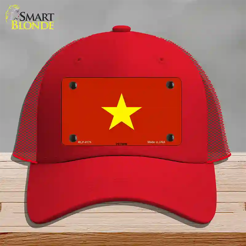 Vietnam Flag Novelty License Plate Hat Mesh / Red