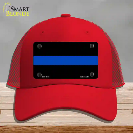 Thin Blue Line Police Novelty License Plate Hat Mesh / Red