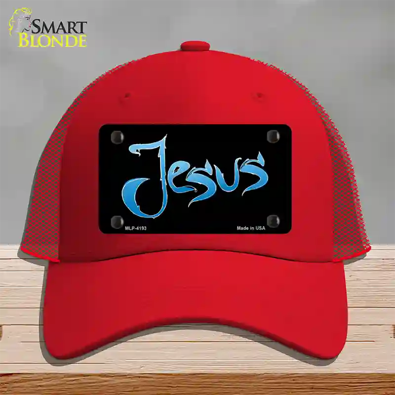 Jesus Novelty License Plate Hat Mesh / Red