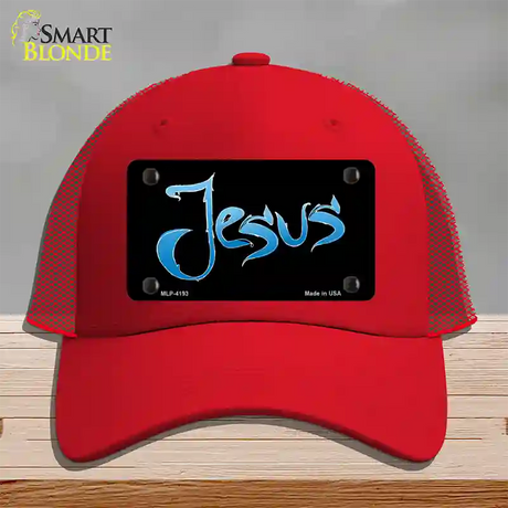 Jesus Novelty License Plate Hat Mesh / Red