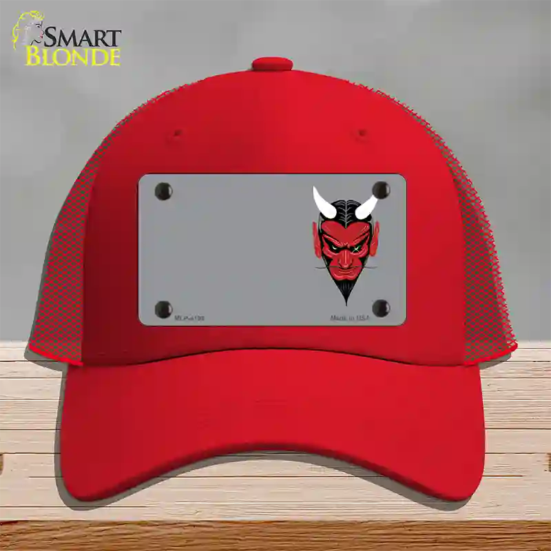 Devil Offset Novelty License Plate Hat Mesh / Red