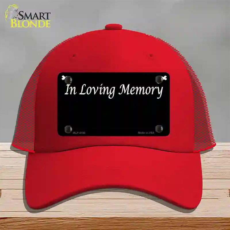 In Loving Memory Black Novelty License Plate Hat Mesh / Red