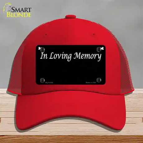 In Loving Memory Black Novelty License Plate Hat Mesh / Red