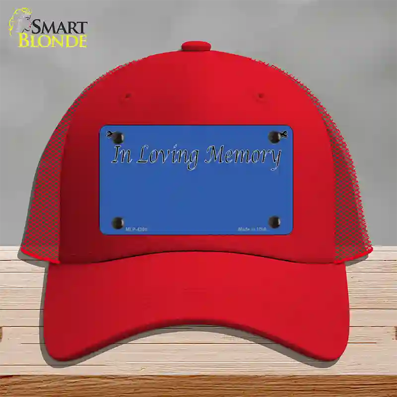 In Loving Memory Blue Novelty License Plate Hat Mesh / Red