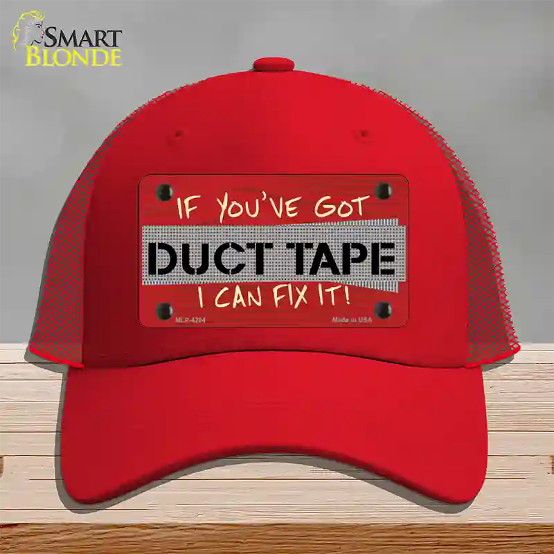 Duct Tape Novelty License Plate Hat Mesh / Red