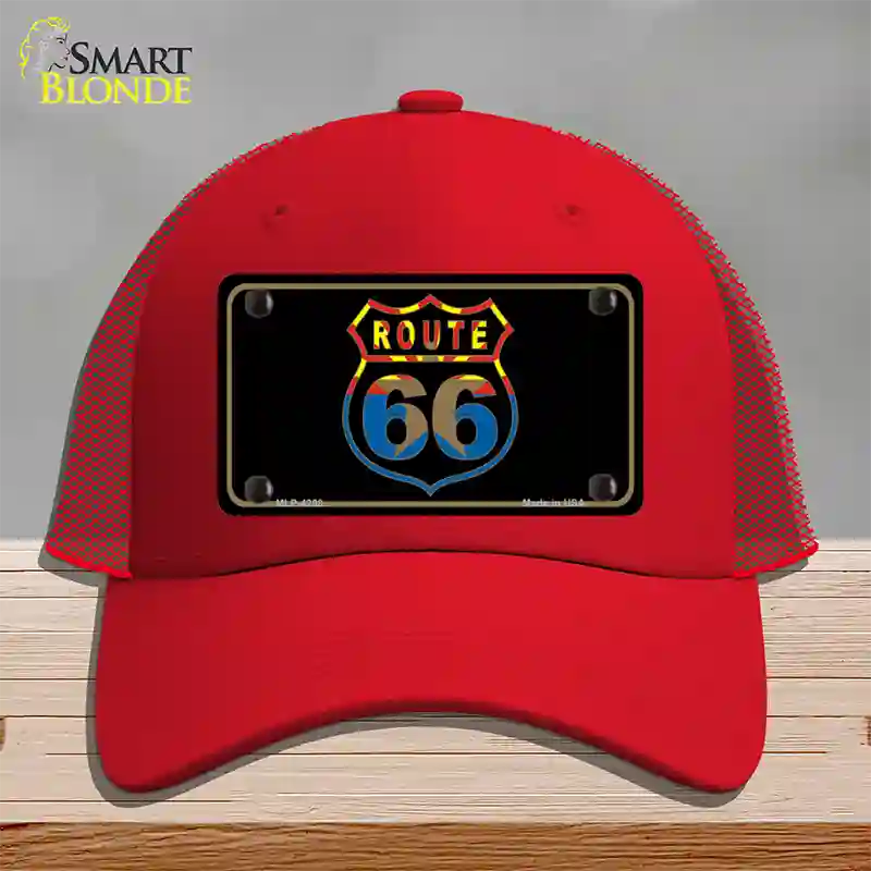 Route 66 Logo Arizona Flag Novelty License Plate Hat Mesh / Red