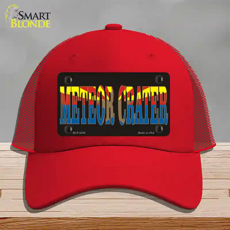 Meteor Crater Arizona Flag Novelty License Plate Hat Mesh / Red