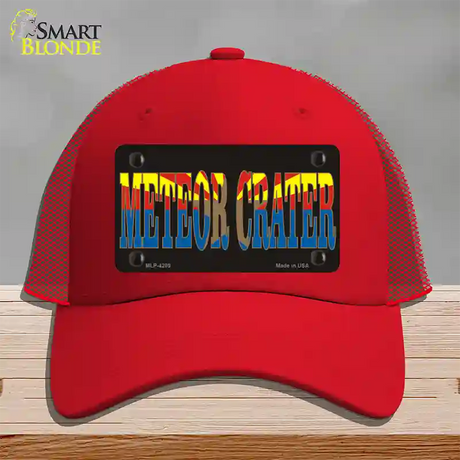 Meteor Crater Arizona Flag Novelty License Plate Hat Mesh / Red