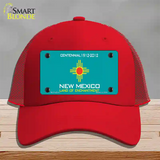 New Mexico Teal State Blank Novelty License Plate Hat Mesh / Red