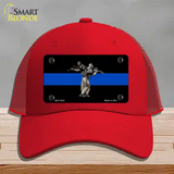 Thin Blue Line Police SWAT Novelty License Plate Hat Mesh / Red