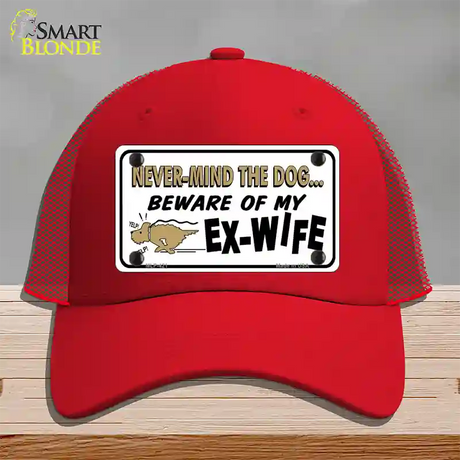 Beware Of My Ex-Wife Novelty License Plate Hat Mesh / Red