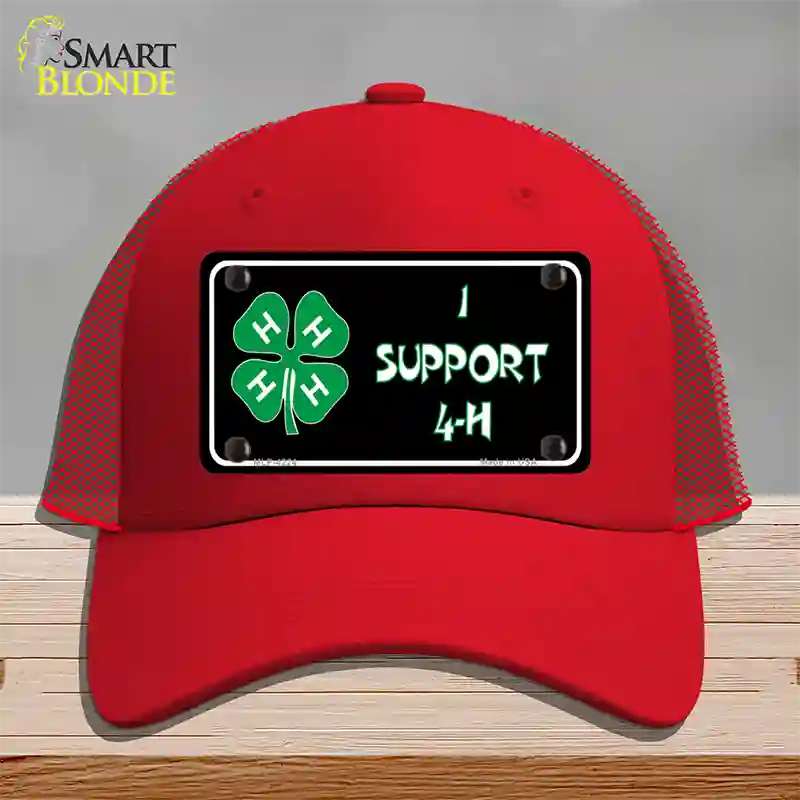 I Support 4-H Novelty License Plate Hat Mesh / Red