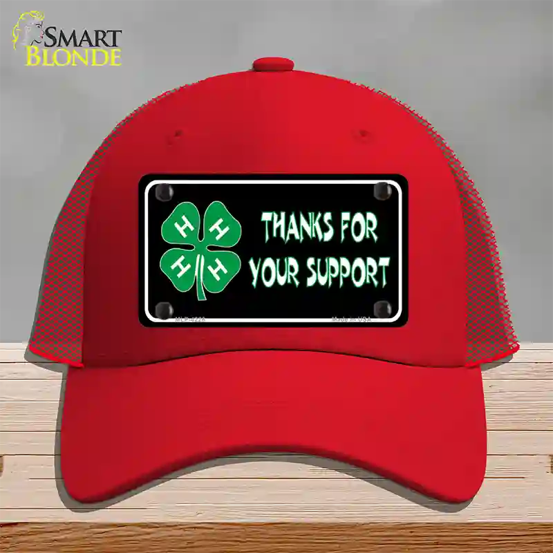 Thanks For Your Support 4-H Novelty License Plate Hat Mesh / Red