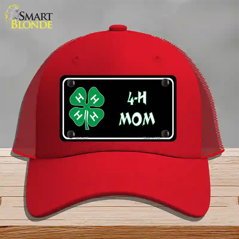 4-H Mom Novelty License Plate Hat Mesh / Red