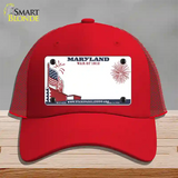 Maryland State Novelty License Plate Hat Mesh / Red