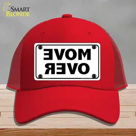 Move Over White Novelty License Plate Hat Mesh / Red