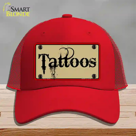 Tattoos Novelty License Plate Hat Mesh / Red