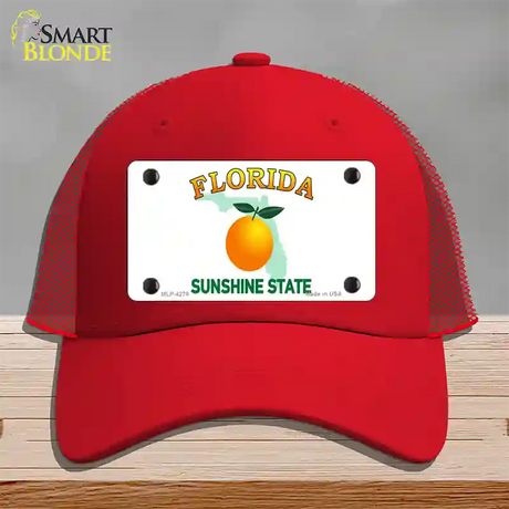 Florida State Novelty License Plate Hat Mesh / Red