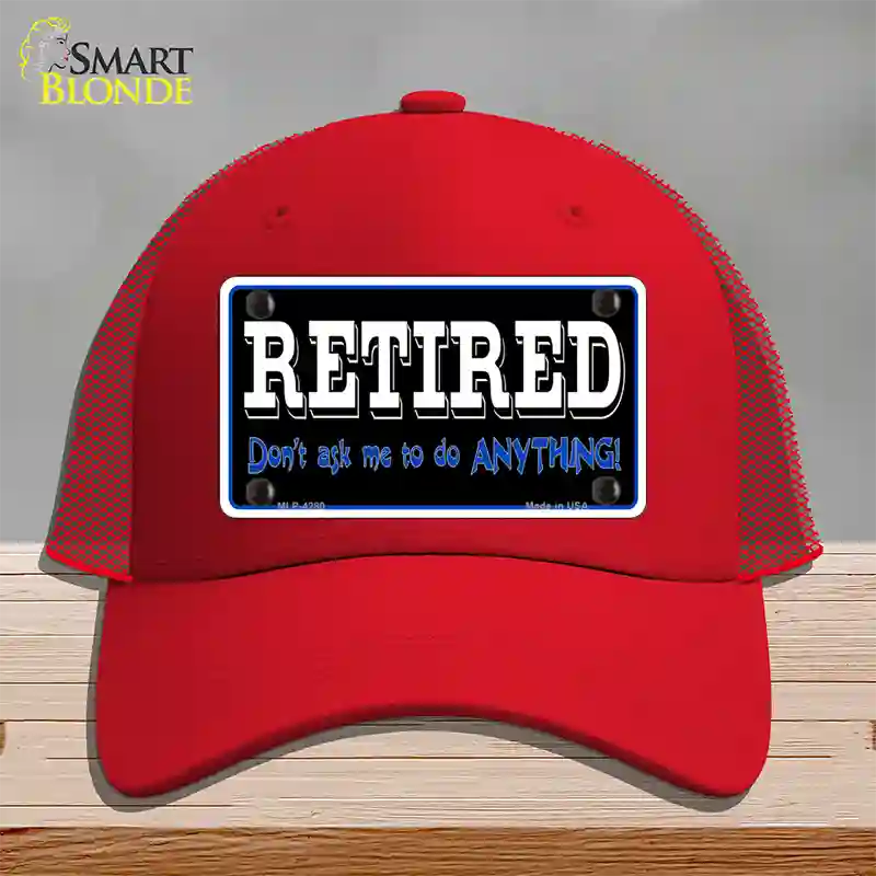 Retired Dont Ask Novelty License Plate Hat Mesh / Red