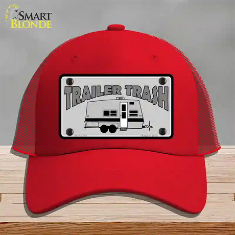 Trailer Trash Novelty License Plate Hat Mesh / Red