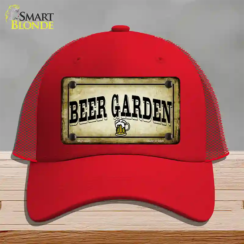 Beer Garden Novelty License Plate Hat Mesh / Red