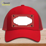 Red White Quatrefoil Center Scallop Novelty License Plate Hat Mesh / Red