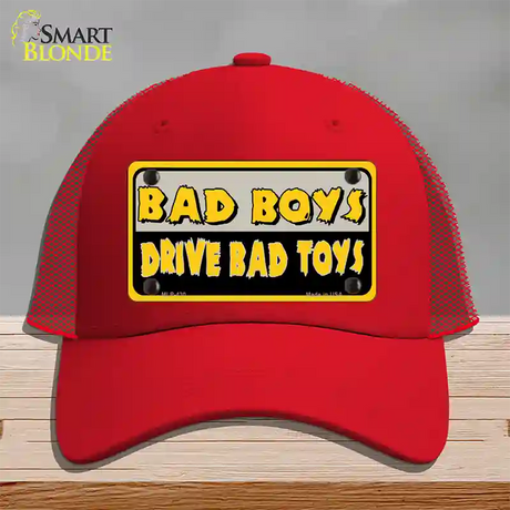 Bad Boys Drive Bad Toys Novelty License Plate Hat Mesh / Red