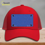 Blue White Quatrefoil Novelty License Plate Hat Mesh / Red