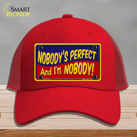 Nobodys Perfect Novelty License Plate Hat Mesh / Red