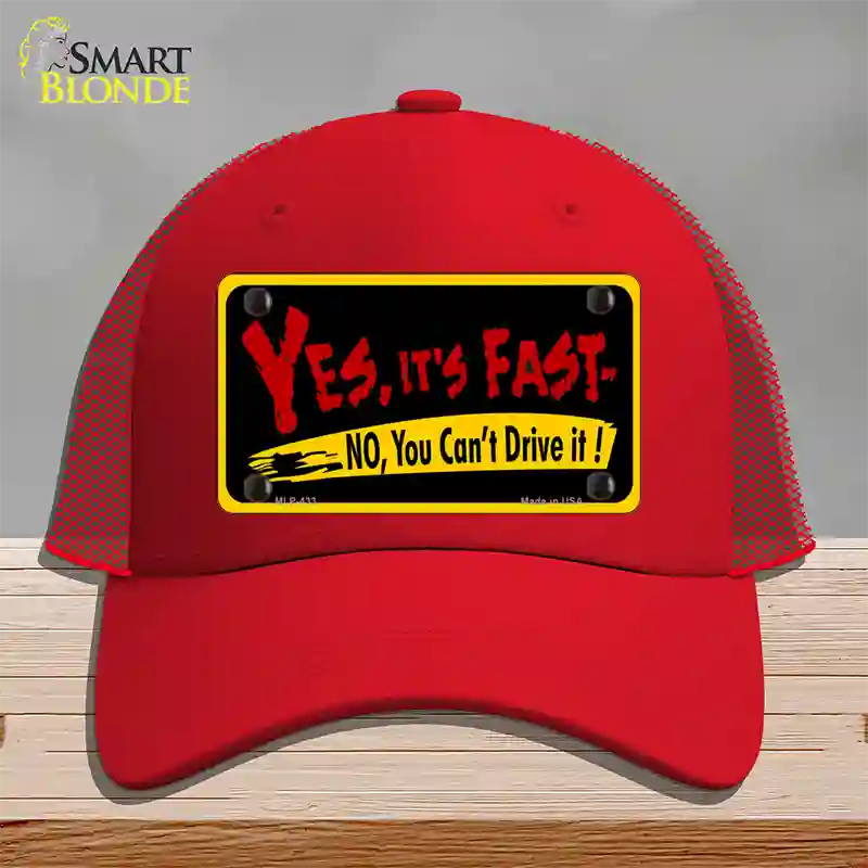 Yes Its Fast Novelty License Plate Hat Mesh / Red