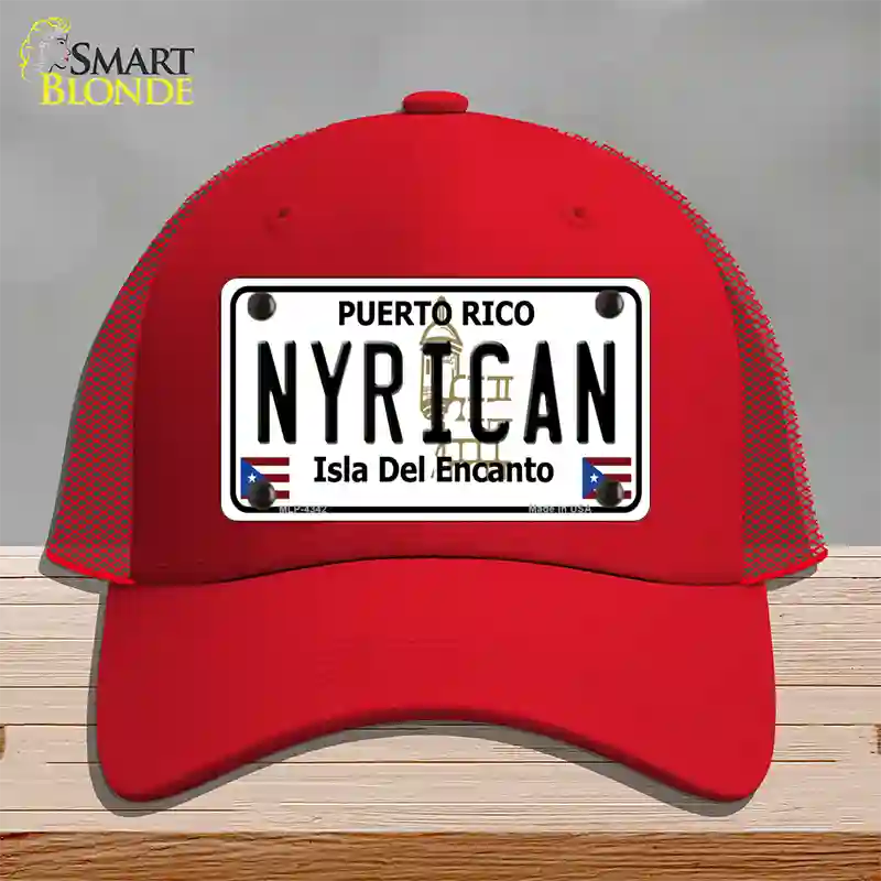 Nyrican Puerto Rico Novelty License Plate Hat Mesh / Red