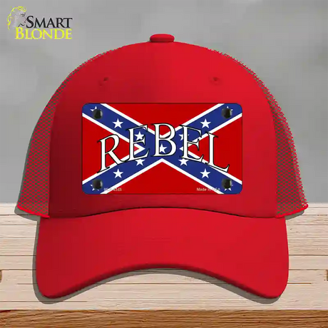 Rebel Confederate Flag Novelty License Plate Hat Mesh / Red