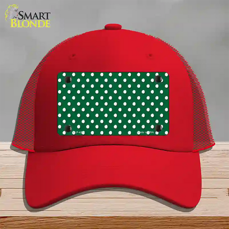 Green Polka Dot Novelty License Plate Hat Mesh / Red