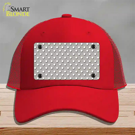 Grey Polka Dot Novelty License Plate Hat Mesh / Red