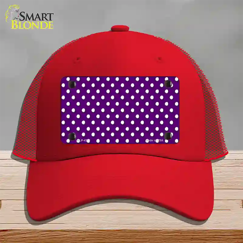 Purple Polka Dot Novelty License Plate Hat Mesh / Red