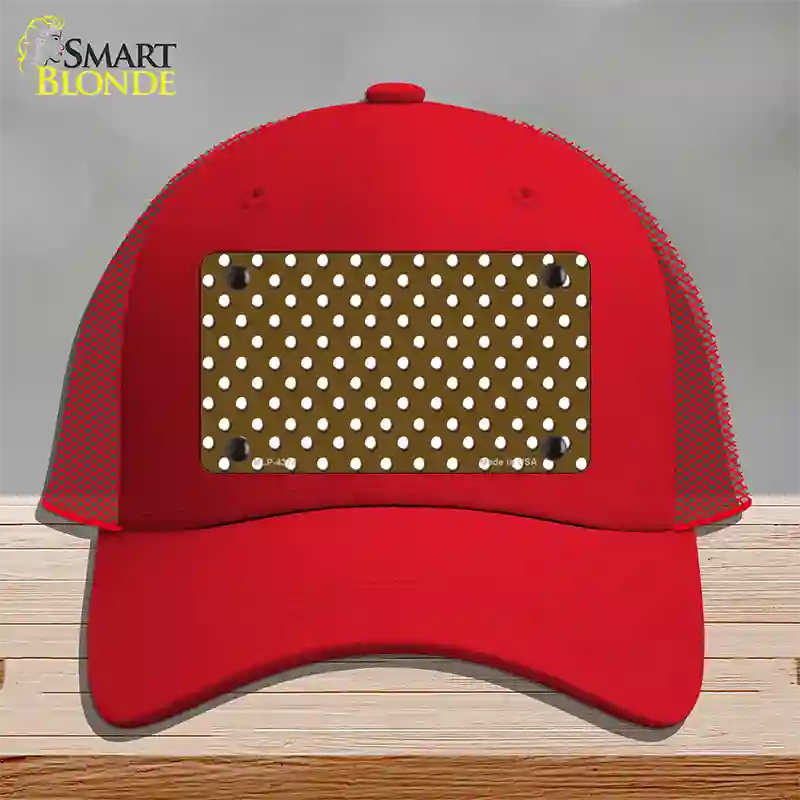 Brown Polka Dot Novelty License Plate Hat Mesh / Red