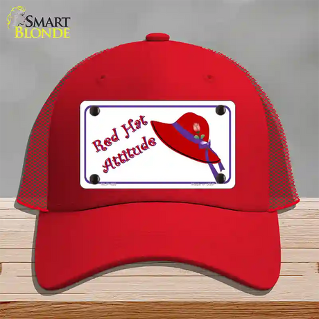 Red Hat Attitude Novelty License Plate Hat Mesh / Red