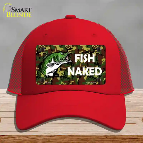 Fish Naked Novelty License Plate Hat Mesh / Red