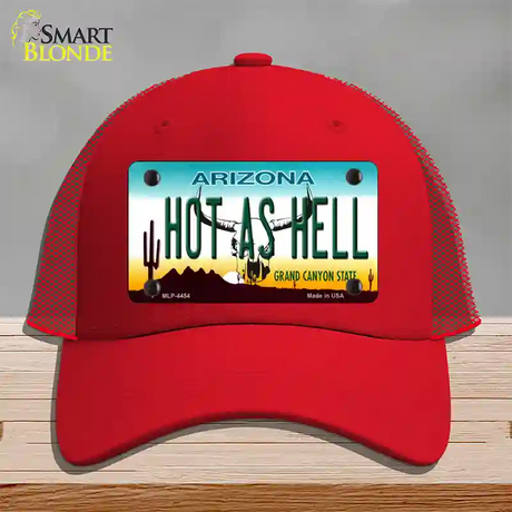 Hot As Hell Arizona Novelty License Plate Hat Mesh / Red