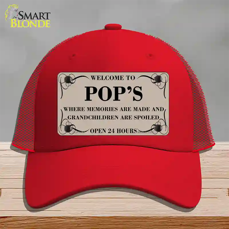 Welcome To Pops Novelty License Plate Hat Mesh / Red