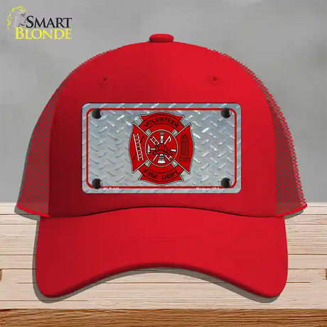 Volunteer Fire Dept Novelty License Plate Hat Mesh / Red