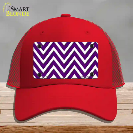 Purple White Large Chevron Novelty License Plate Hat Mesh / Red