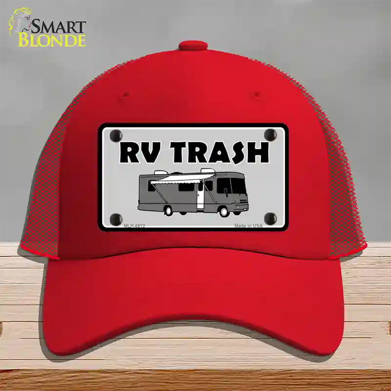 RV Trash Aluminum Automotive Novelty License Plate Hat Mesh / Red