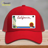 California Palm Trees State Blank Novelty License Plate Hat Mesh / Red